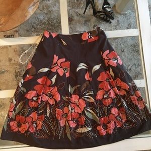 Talbots Beaded Floral Stitched Autumn Skirt~Size 4